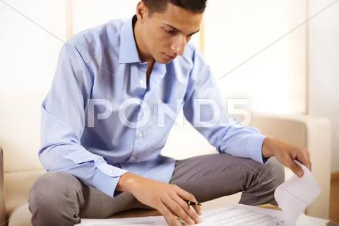 Businessman working with documents Stock Photos