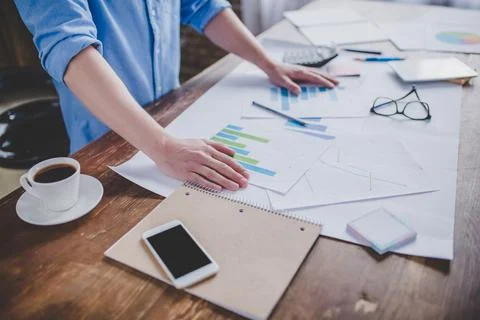 Businessman working with financial documents Stock Photos