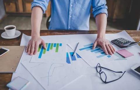 Businessman working with financial documents Stock Photos