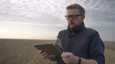 Businessman is working with the help of agro application on smartphone. Stock Footage 164708014