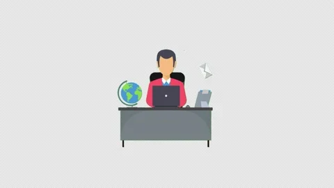 Businessman working icon motion graphics animation with alpha channel, transp Video stock 206755680