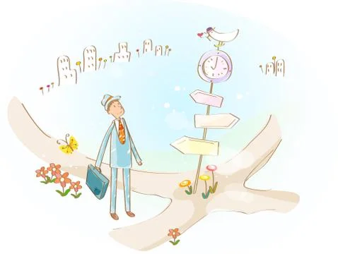Businessman on working Stock Illustration