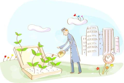 Businessman on working Stock Illustration