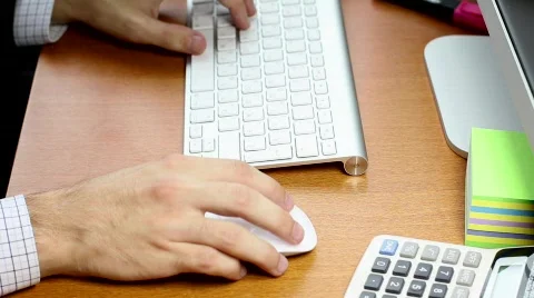 Businessman Working on a keyboard  perspective 스톡 동영상 837695