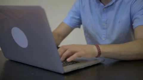 Businessman working on laptop computer in the office Stock Footage 79401074
