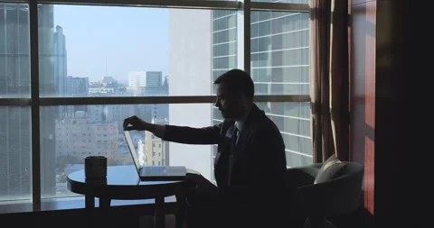 Businessman working on laptop computer at office. Male professional Stock Footage 252040550