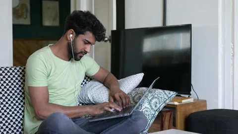 Businessman is working on laptop computer, typing on keyboard. Video stock 154159854