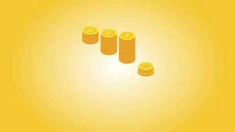 Businessman working with laptop on stack of coins Stock Footage 149086387