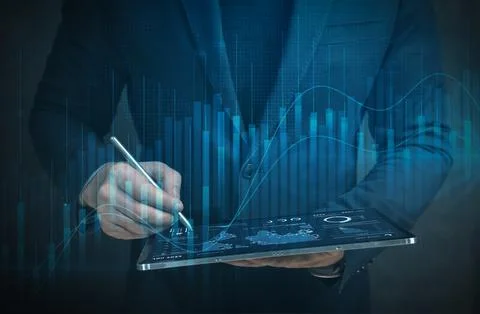 Businessman working with modern computer interface as information technolog.. Stock Photos