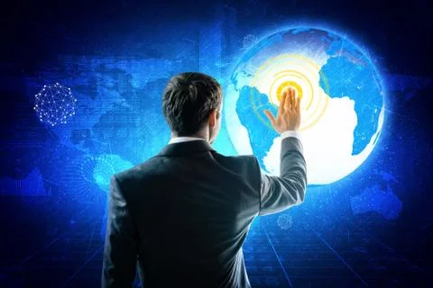 Businessman working on modern technology Stock Photos