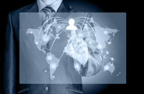 Businessman working with new modern computer show Stock Illustration