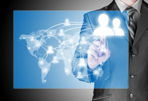 Businessman working with new modern computer show Stock Illustration