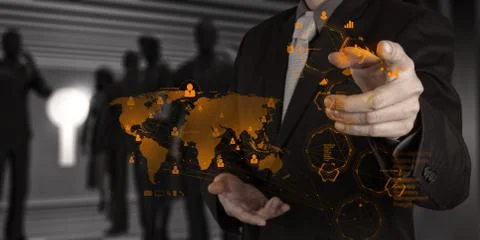 Businessman working with new modern computer show social network Stock Illustration