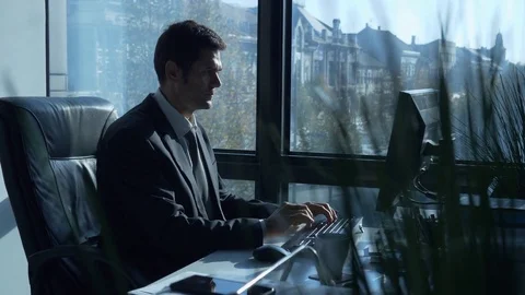 Businessman working at office Stock Footage 82792636