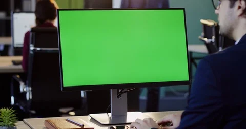 Businessman working on the PC computer and typing on the keyboard in the office Stock Footage 82445551