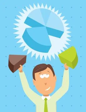 Businessman working on a pie chart Stock Illustration