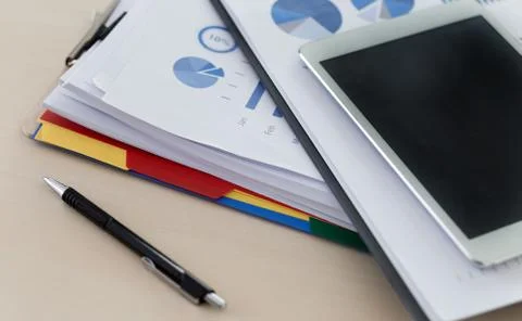 Businessman working reading documents graph financial to job succes Analyze d Stock Photos