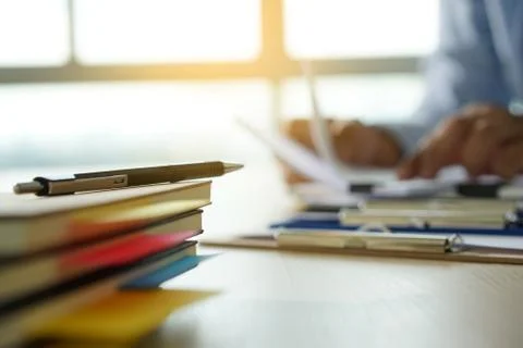 Businessman working reading documents graph financial to job succes Analyze d Stock Photos