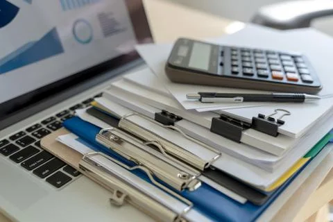 Businessman working reading documents graph financial to job succes Analyze d 스톡 사진