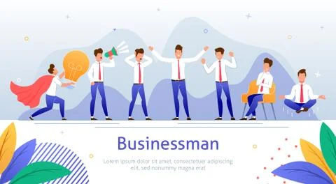 Businessman in Working Situations Vector Poster Stock Illustration