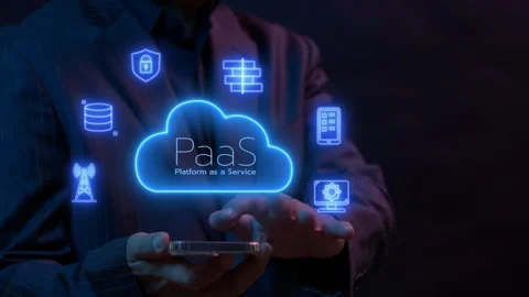 Businessman working with smartphone to operate cloud PaaS icon. Stock Footage 293183022