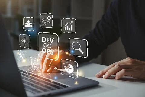 Businessman working with software development and IT operation. 스톡 사진