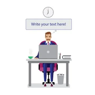 Businessman working at the table Stock Illustration