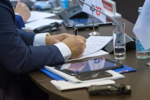 Businessman working at the table Stock Photos