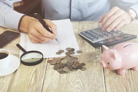 Businessman working on table Stock Photos