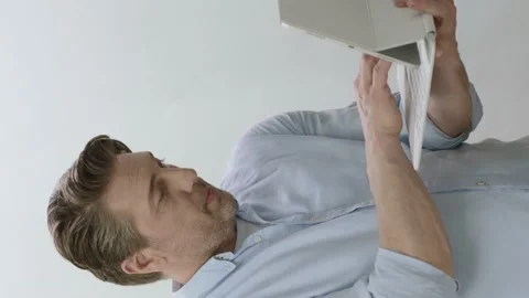 Businessman working on tablet computer in hand. Stock Footage 201034007