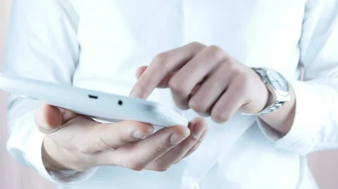 Businessman Working On Tablet Pc in Office Stock Footage 64051458