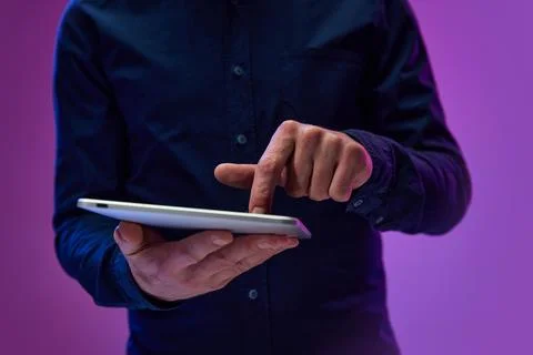 Businessman working with tablet, using online services for business. Innovations Foto stock