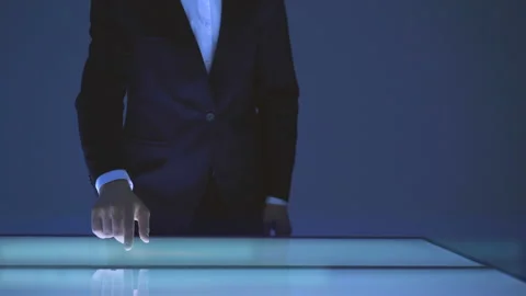 The businessman working with a touchscreen display Stock Footage 100563267