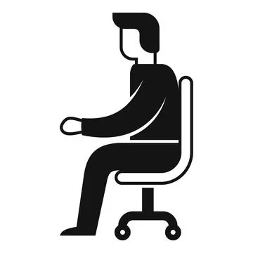Businessman working using desktop computer, silhouette Stock Illustration