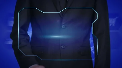 Businessman working with virtual screen, closeup. Cloud storage concept. Stock Footage 70641974