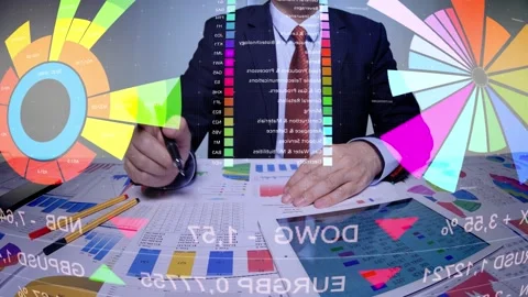 Businessman Working With Virtual Screen  Stock Footage 202147016