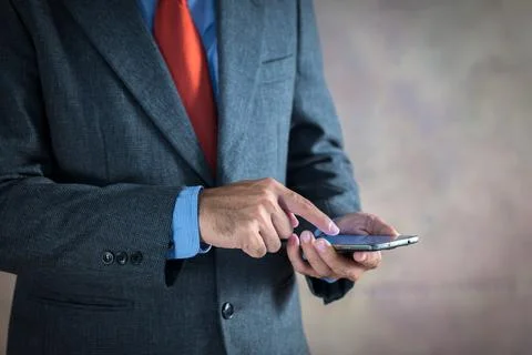 Businessman working on a virtual screen of the future. Businessmen are usin.. Foto stock