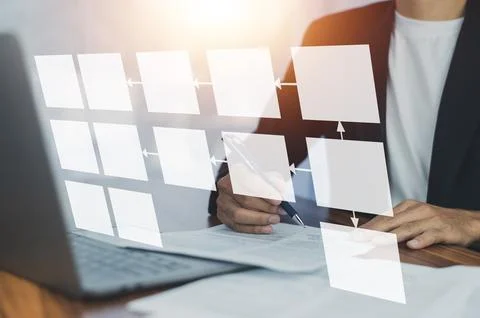 Businessman working on workflow document management concept, workflow docum.. Stock Photos