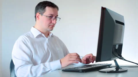 Businessman works at the computer Stock Footage 1007156