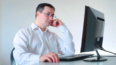 Businessman works at the computer Stock Footage 1007157