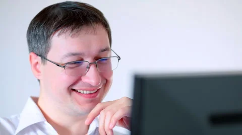 Businessman works at the computer Stock Footage 1008381