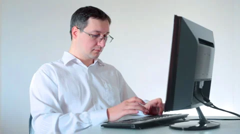 Businessman works at the computer Stock Footage 1008536