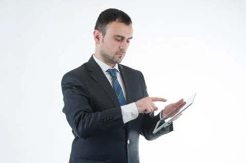 Businessman works with tablet Stock-Fotos