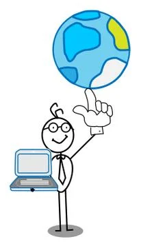 Businessman world &amp; notebook Stock Illustration