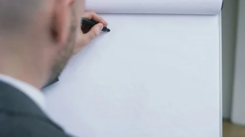 Businessman Writes "2+2=4" on a Board Stock Footage 73121700