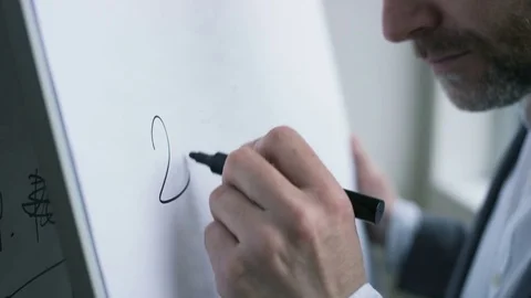 Businessman Writing Calculation on a Board Stock Footage 73121615