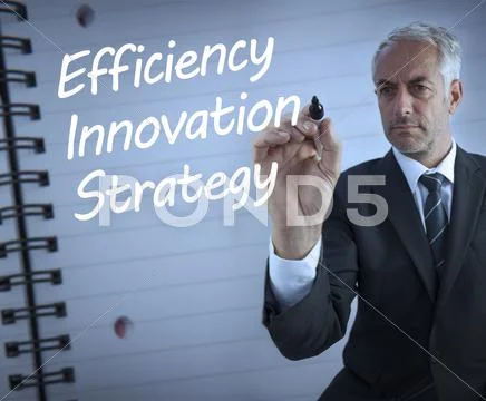Businessman writing efficiency, innovation and strategy Stock Photos