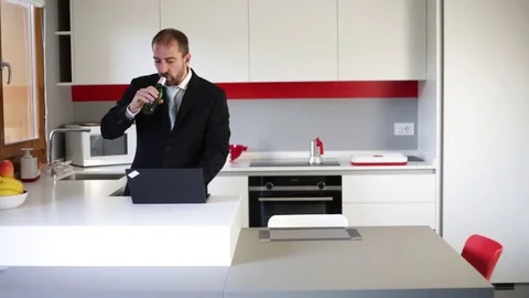 Businessman.drinking beer Stock Footage 109399262