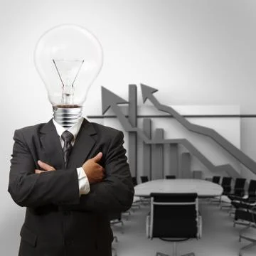 Businessman,light bulb head Stock Illustration