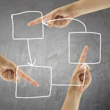 Businessman's hand pointing to empty space in geometric shape. Stock Photos